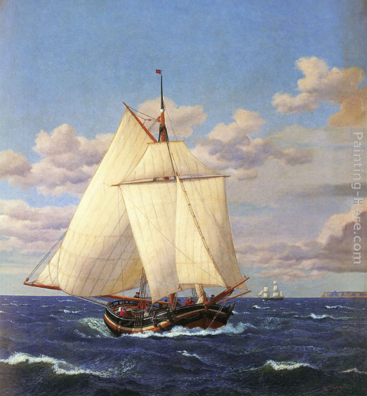 En dansk yacht passerer Stevns painting - Christoffer Wilhelm Eckersberg En dansk yacht passerer Stevns art painting